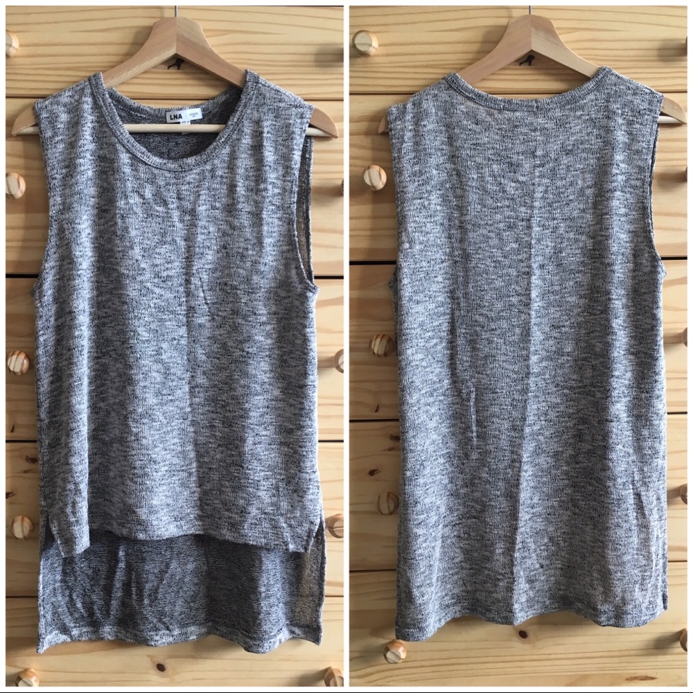 LNA x Scoop NYC Grey Sweater Hi-Low Muscle Tank M